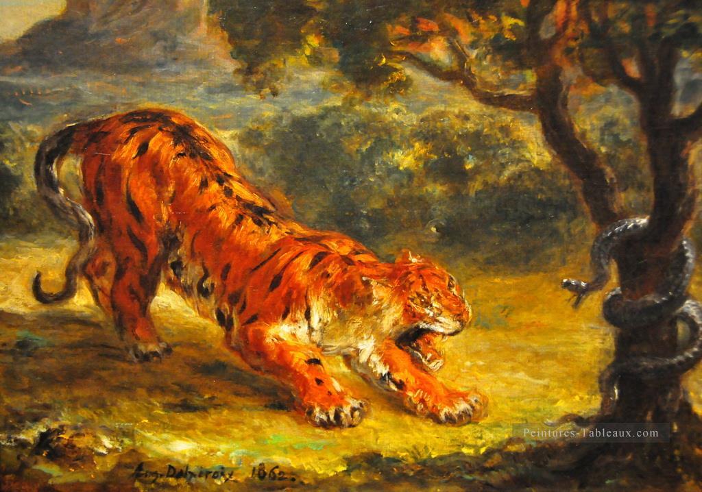 tigre et serpent 1862 Eugène Delacroix Peintures à l'huile